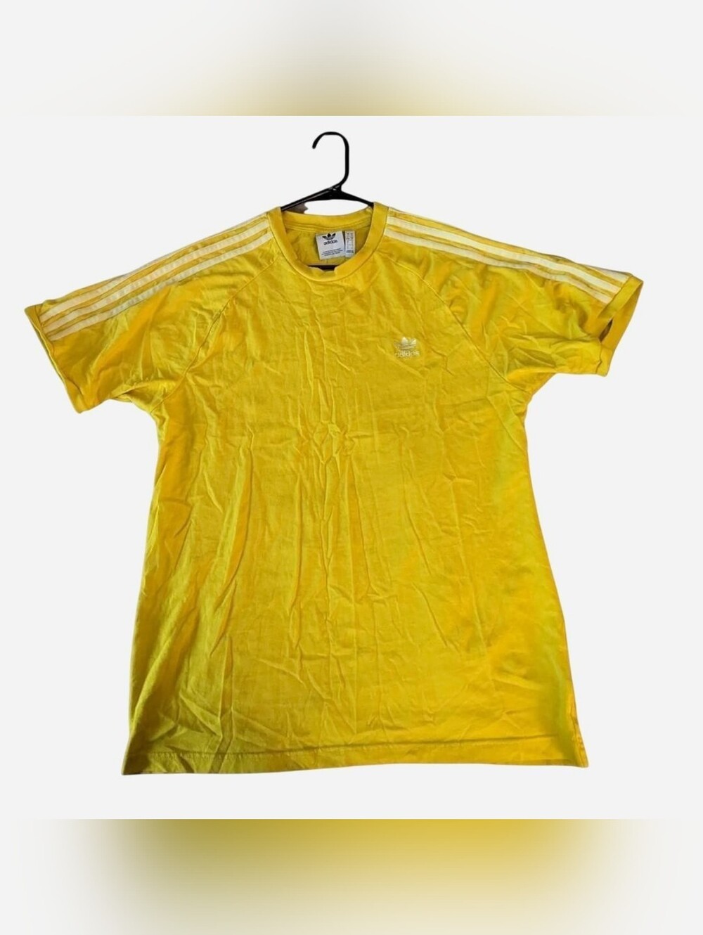 Yellow Adidas T-shirt with pale yellow piping, size men's large